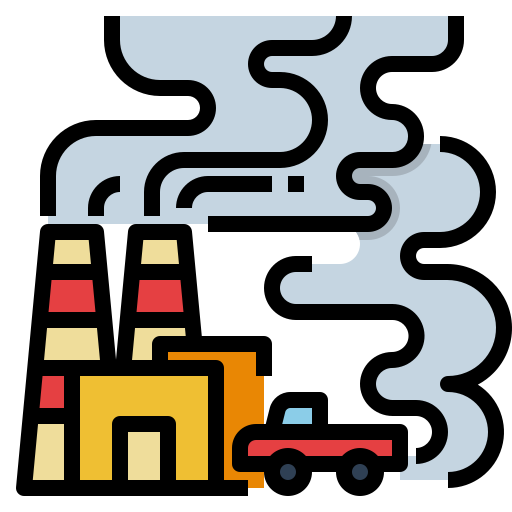 Icon with air polluting factory