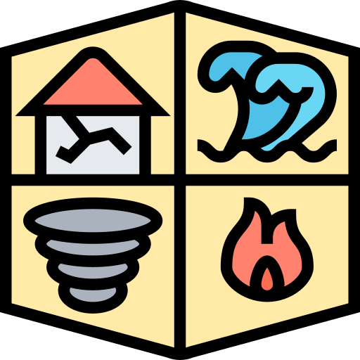 Icon with four types of disasters