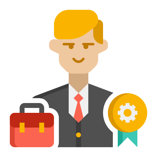Icon of business person with medal on shirt