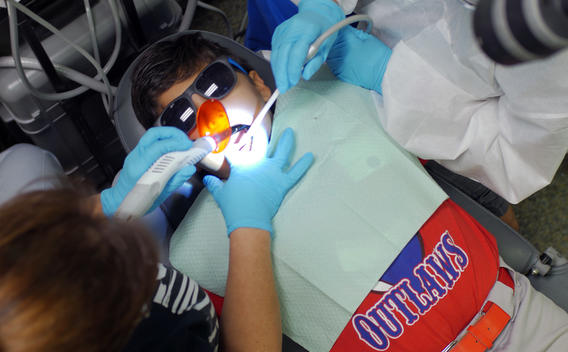 Image of boy receiving dental care